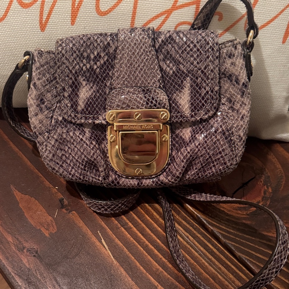 Michael Kors Python Pattern Crossbody Bag - Brown… - image 1